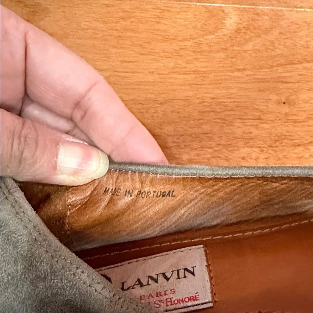 Lanvin Paris Cap Toe Ballet Flats Brown Gray‎ Suede Black Patent Leather 37